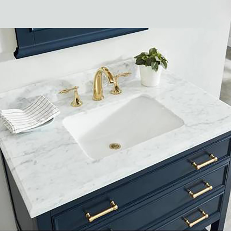 SolidWood+ MDF +Natural Marble bathroom Vanity 30 Inch with Storage Cabinet